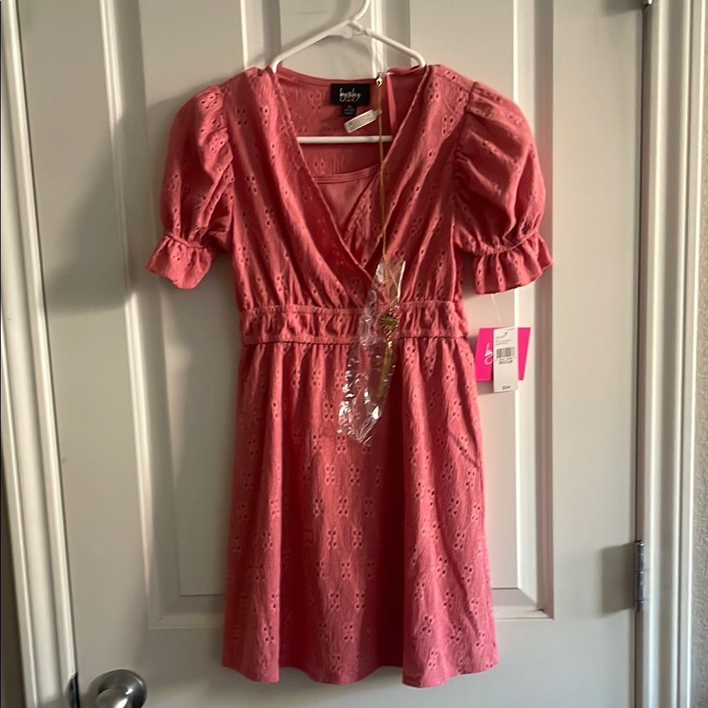 Trendy Pink Eyelet Dress